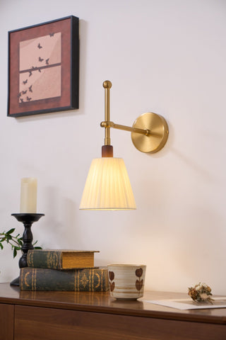 Lustra Lampe Murale en Tissu Plissé Laiton