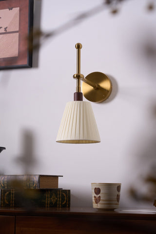 Lustra Lampe Murale en Tissu Plissé Laiton