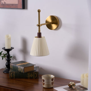 Lustra Lampe Murale en Tissu Plissé Laiton