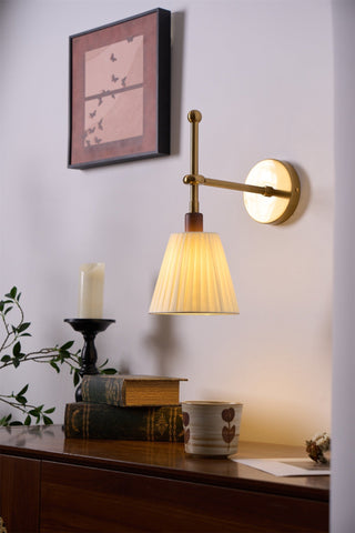 Lustra Lampe Murale en Tissu Plissé Laiton