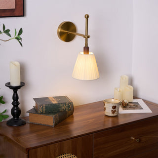 Lustra Lampe Murale en Tissu Plissé Laiton