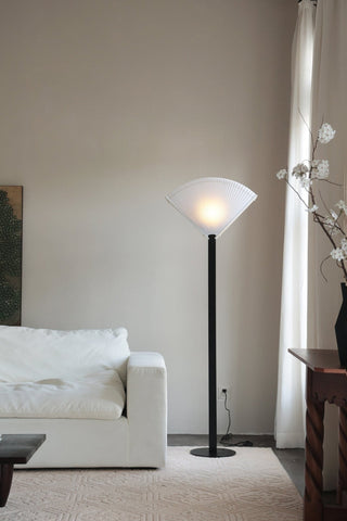 Pleated Fan Floor Lamp-Neutral Decor