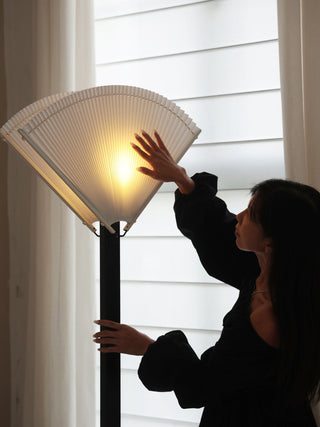 Pleated Fan Floor Lamp-Neutral Decor