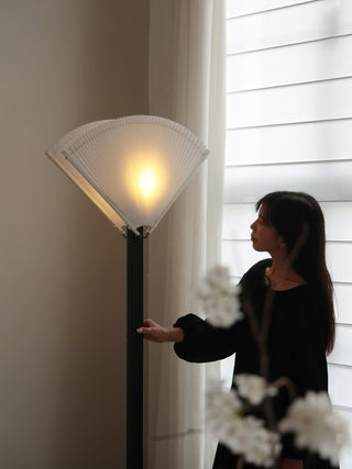 Pleated Fan Floor Lamp-Neutral Decor
