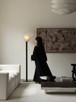 Pleated Fan Floor Lamp-Neutral Decor