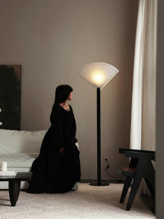 Pleated Fan Floor Lamp-Neutral Decor