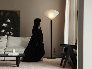 Pleated Fan Floor Lamp-Neutral Decor