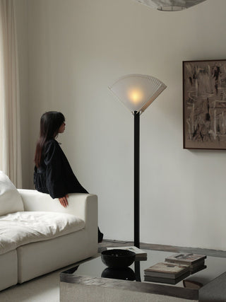 Pleated Fan Floor Lamp-Neutral Decor