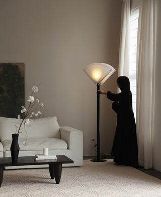 Pleated Fan Floor Lamp-Neutral Decor