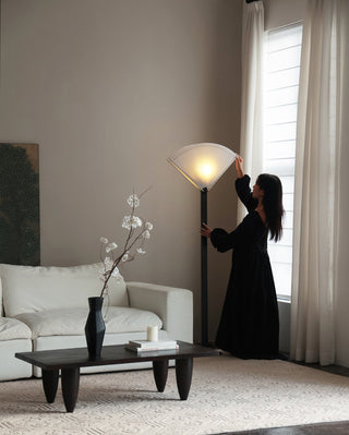 Pleated Fan Floor Lamp-Neutral Decor