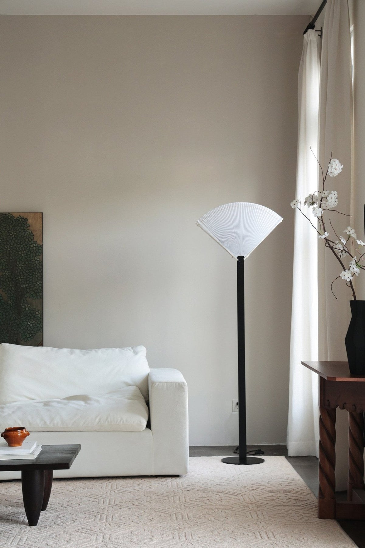 Pleated Fan Floor Lamp-Neutral Decor