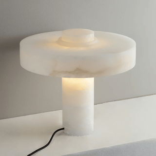 Plinth Alabaster Table Lamp-Neutral Decor