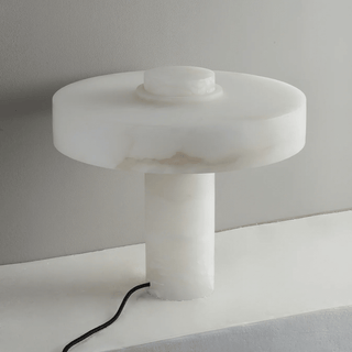 Plinth Alabaster Table Lamp-Neutral Decor