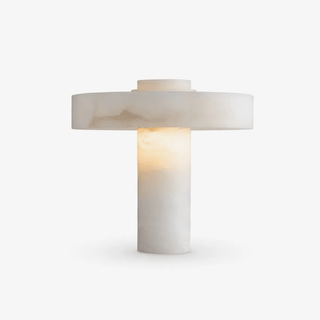 Plinth Alabaster Table Lamp-Neutral Decor