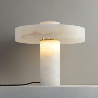 Plinth Alabaster Table Lamp-Neutral Decor