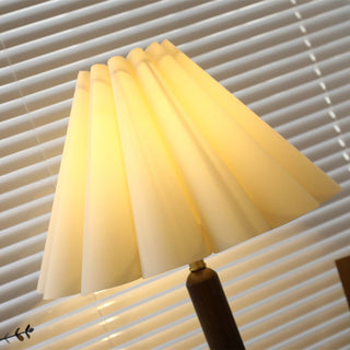 Plisse Pleated Wood Table Lamp-Neutral Decor
