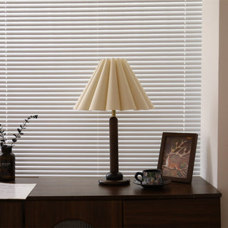 Plisse Pleated Wood Table Lamp-Neutral Decor