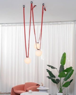 Lustra Suspension en Cuir et Verre
