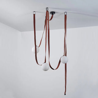 Lustra Suspension en Cuir et Verre
