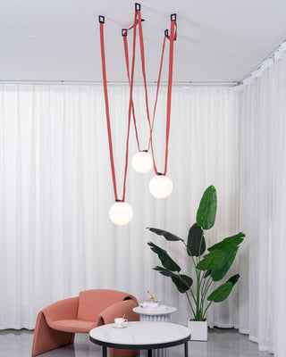 Lustra Suspension en Cuir et Verre
