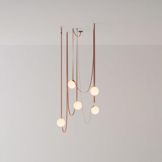 Lustra Suspension en Cuir et Verre