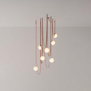 Lustra Suspension en Cuir et Verre