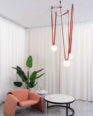 Lustra Suspension en Cuir et Verre