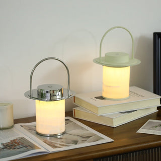 Pod Portable Rechargeable Alabaster Table Lamp-Neutral Decor