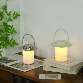 Pod Portable Rechargeable Alabaster Table Lamp-Neutral Decor