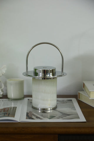 Pod Portable Rechargeable Alabaster Table Lamp-Neutral Decor
