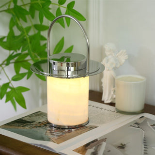 Pod Portable Rechargeable Alabaster Table Lamp-Neutral Decor