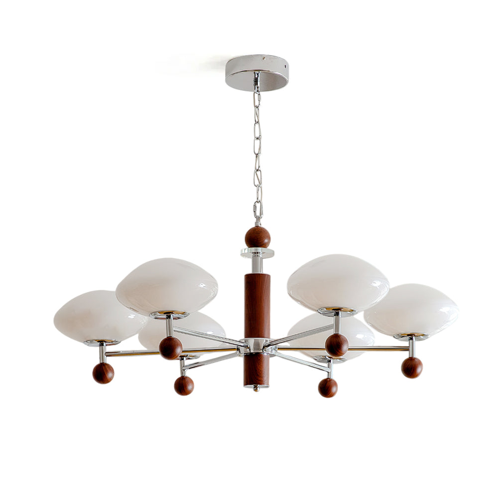 Pointed Chandelier with 5 heads in a modern living room setting.