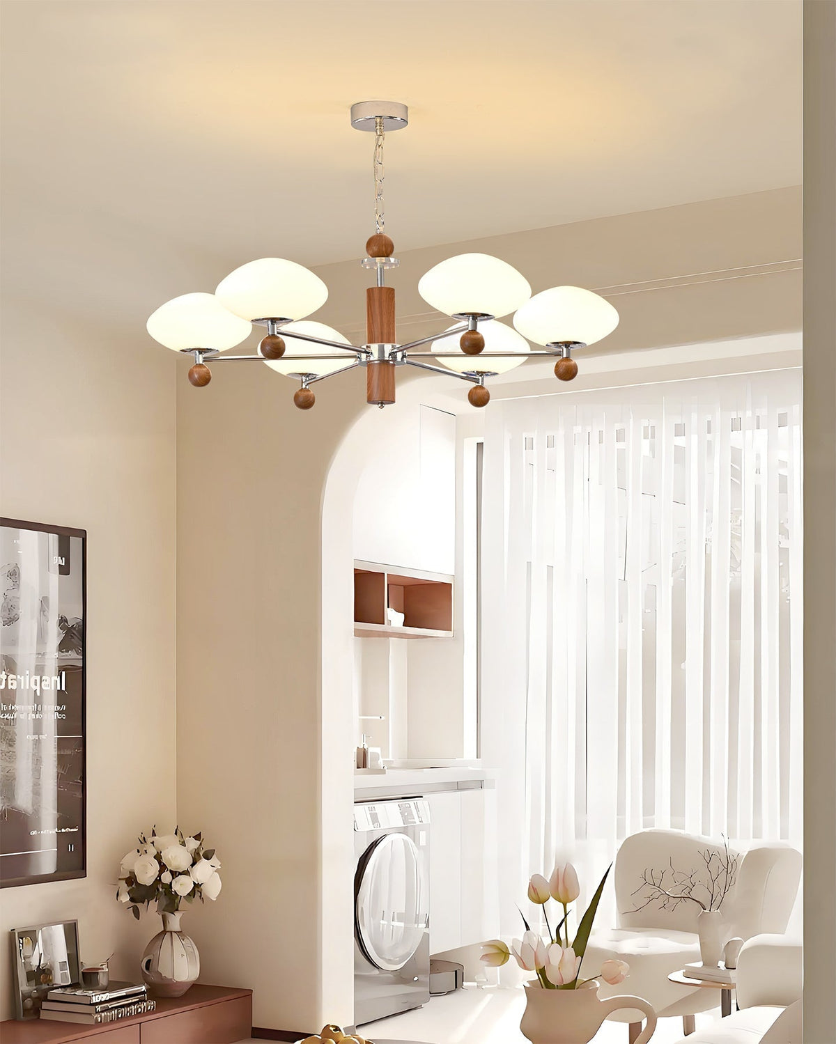 The 3-head Pointed Chandelier, showcasing its linear design.