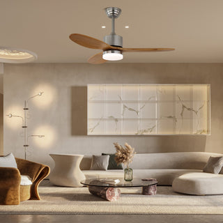 Ventilateur de Plafond Minimaliste Elara en Bois avec Lumière