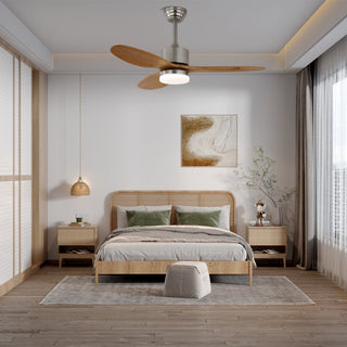 Ventilateur de Plafond Minimaliste Elara en Bois avec Lumière