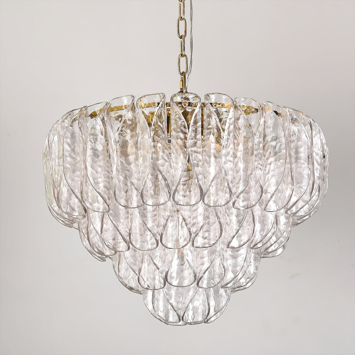 The larger Dia 70cm version of the Poliedri glass chandelier.
