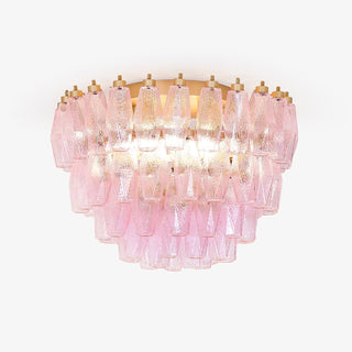 Aurora Lampe de Plafond en Verre de Murano Poliedri Rose