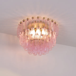 Aurora Lampe de Plafond en Verre de Murano Poliedri Rose