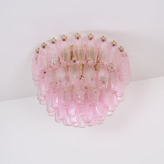 Aurora Lampe de Plafond en Verre de Murano Poliedri Rose