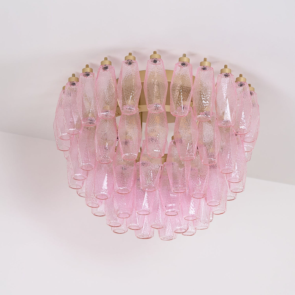 Aldien Lampe de Plafond en Verre de Murano Poliedri Rose