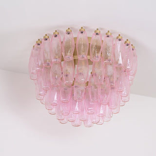 Aurora Lampe de Plafond en Verre de Murano Poliedri Rose