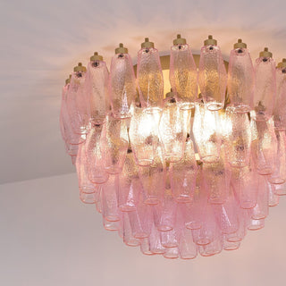 Aurora Lampe de Plafond en Verre de Murano Poliedri Rose