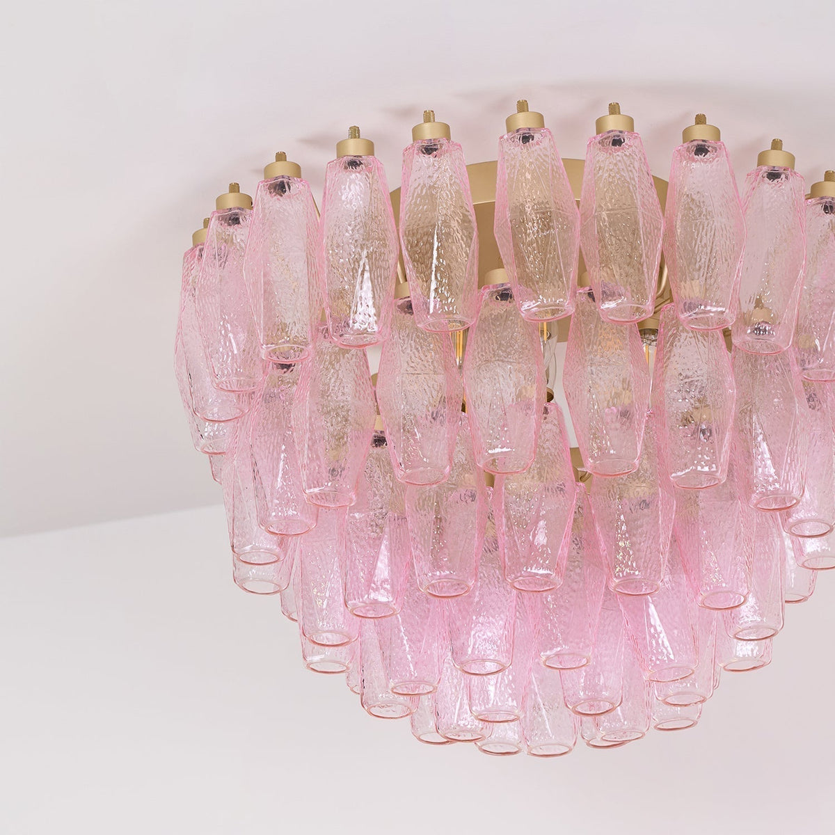 Aldien Lampe de Plafond en Verre de Murano Poliedri Rose
