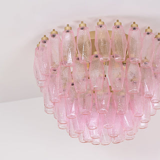 Aurora Lampe de Plafond en Verre de Murano Poliedri Rose