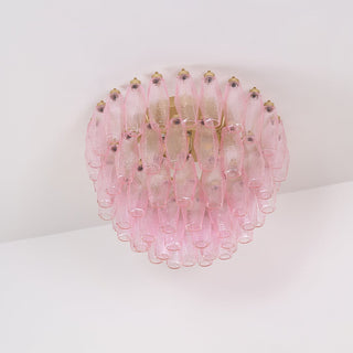 Aurora Lampe de Plafond en Verre de Murano Poliedri Rose