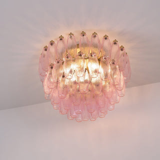Aurora Lampe de Plafond en Verre de Murano Poliedri Rose