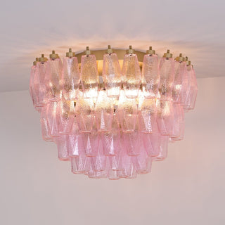 Aurora Lampe de Plafond en Verre de Murano Poliedri Rose