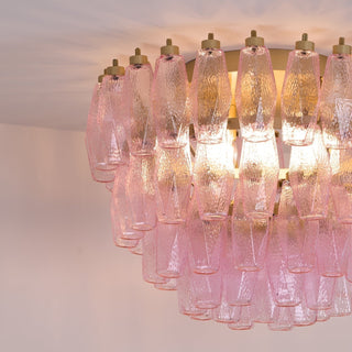 Aurora Lampe de Plafond en Verre de Murano Poliedri Rose