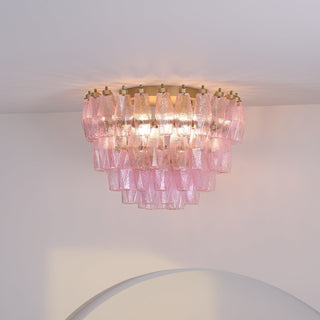 Aurora Lampe de Plafond en Verre de Murano Poliedri Rose