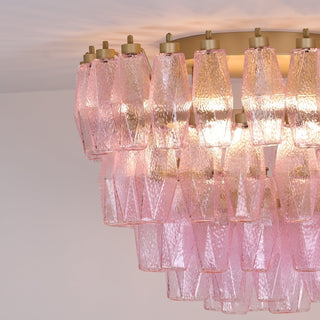 Aurora Lampe de Plafond en Verre de Murano Poliedri Rose
